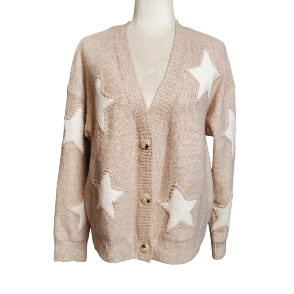 Threaded Leaf Womens Star Patterned Button Down S… - image 2
